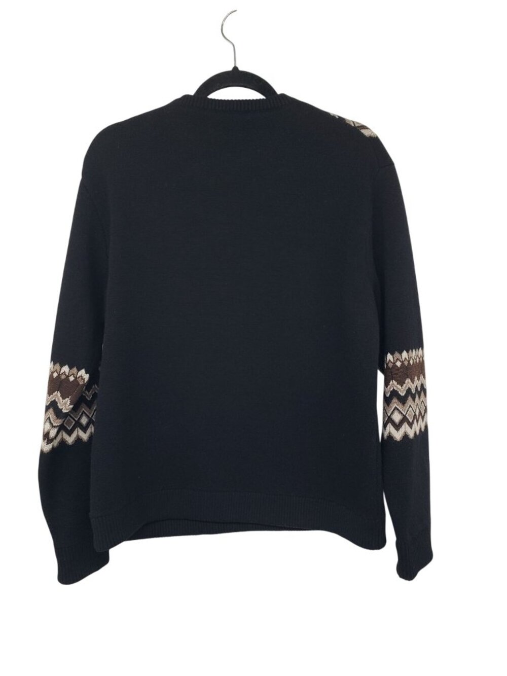 Chloe $1990 Wool Blend Jacquard Sweater Black Brown Crew Neck Fair Isle Fall - Picture 5 of 16